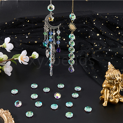 80Pcs Transparent Faceted Glass Connector Charms GLAA-SP0001-88D-02-1