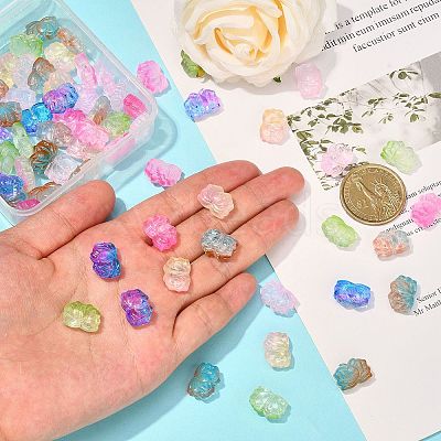 70Pcs 7 Colors Two Tone Glass Beads GLAA-CJ0001-78-1