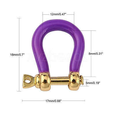 Brass Enamel D-Ring Anchor Shackle Clasps KK-P201-01G-1