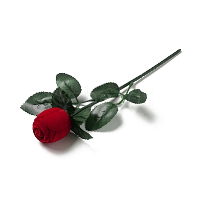 Flocking Plastic Rose Finger Ring Boxes CON-C015-02A-1