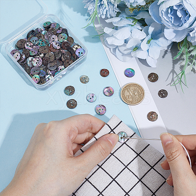 120Pcs 2 Styles Natural Paua Shell Buttons BUTT-ME0001-43-1