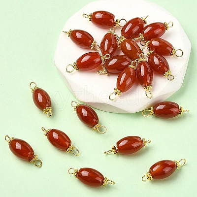 20Pcs Natural Carnelian Connector Charms PALLOY-YW00101-01-1