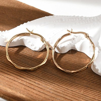 Ion Plating(IP) 304 Stainless Steel Hoop Earrings EJEW-L215-29G-1