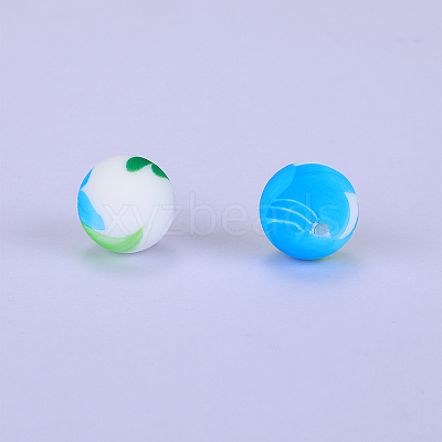 Printed Round Silicone Focal Beads SI-JX0056A-38-1