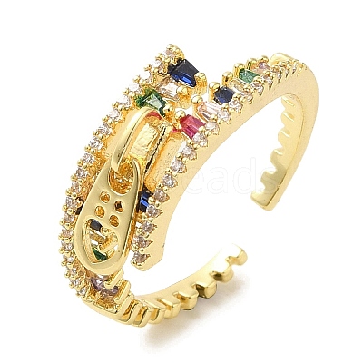Brass Micro Pave Cubic Zirconia Cuff Rings RJEW-E295-48G-01-1