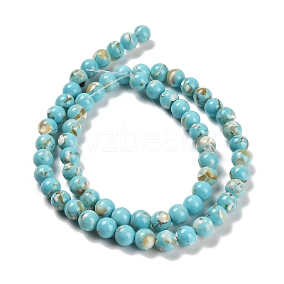Assembled Synthetic Stone and Trochus Shell Beads Strands G-B128-08B-06-1
