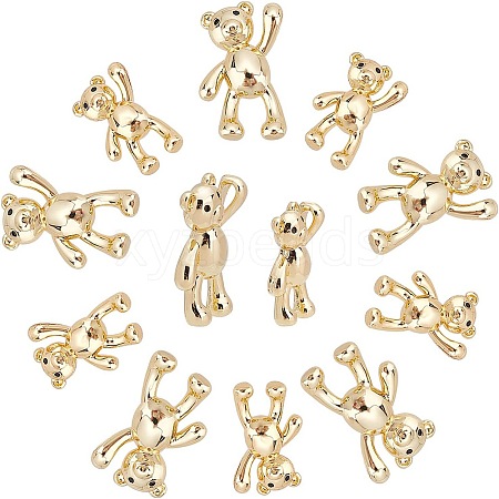 12Pcs 2 Style Brass Micro Pave Black Cubic Zirconia Pendants ZIRC-AR0001-04-1