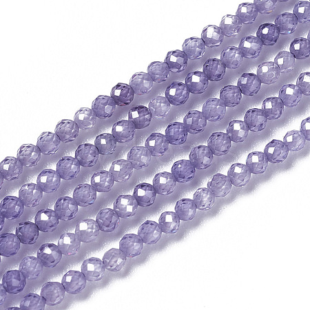 Cubic Zirconia Beads Strands X-G-F596-48E-3mm-1