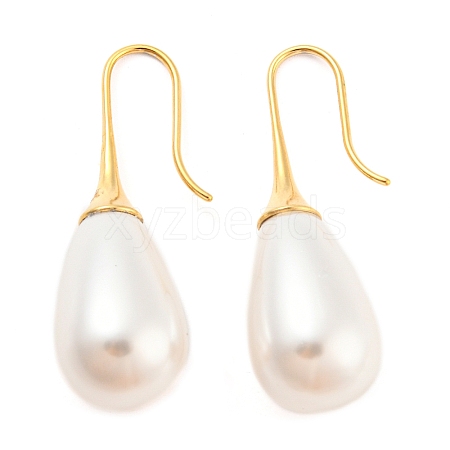 Plastic Pearl Teardrop Dangle Earrings EJEW-C067-23D-G-1