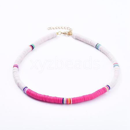 Handmade Polymer Clay Heishi Beaded Choker Necklaces NJEW-JN02722-01-1