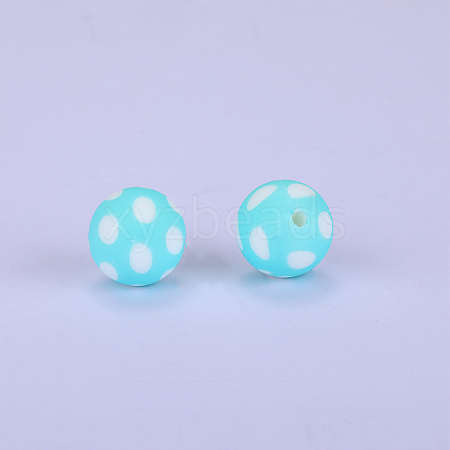 Printed Round Silicone Focal Beads SI-JX0056A-45-1