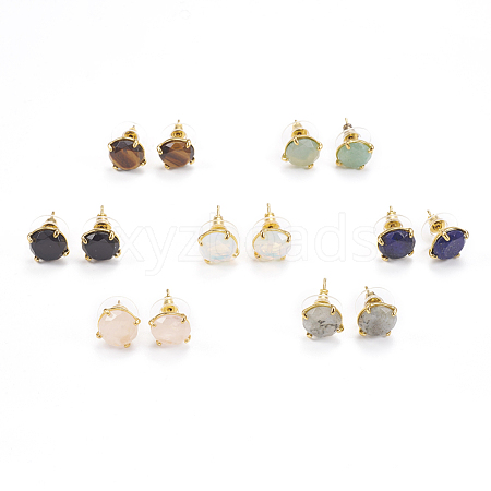 Natural & Synthetic Gemstone Stud Earrings EJEW-L196-05-1