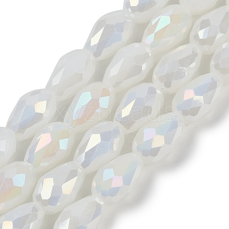 Opaque Solid Color Electroplate Glass Beads Strands EGLA-N013-J8mm-B03-1