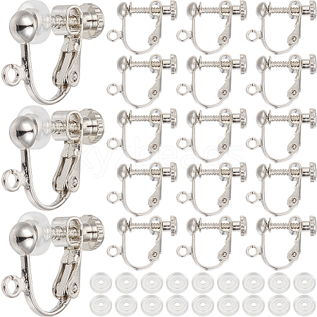 36Pcs Brass Screw On Clip-on Earring Findings KK-SP0001-18P-1