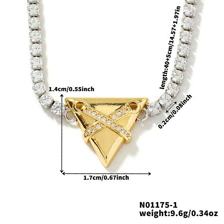 Golden Tone Brass Clear Cubic Zirconia Cup Chain Geometric Pendant Necklaces for Women LZ2256-1-1