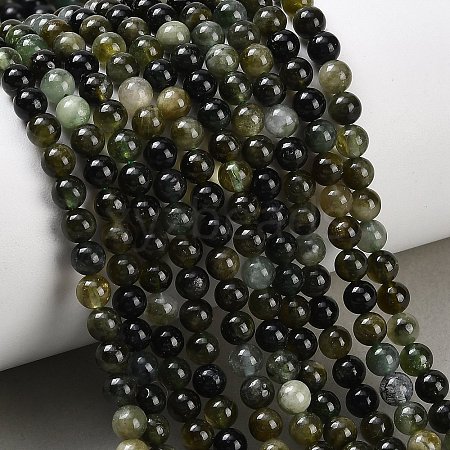 Natural Green Tourmaline Beads Strands G-P627-4mm-03-1