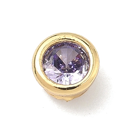 Flat Round Brass Micro Pave Cubic Zirconia Cabochons KK-P345-13G-A03-1