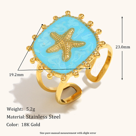 304 Stainless Steel and Enamel Cuff Rings FS-WGFF68F-06-1