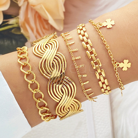 5Pcs 5 Styles Alloy Bangles WG70F83-16-1