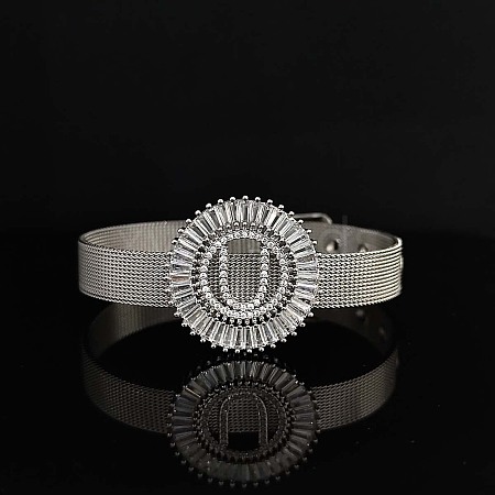 Brass Micro Pave Clear Cubic Zirconia Bangles for Women FS-WGA7409-25-1
