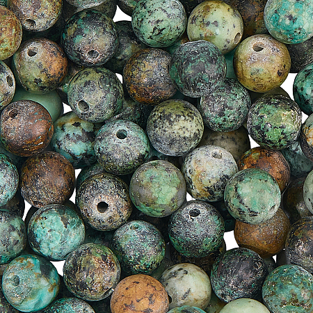 2 Strands Frosted Natural African Turquoise(Jasper) Round Beads Strands G-PA0001-33-1