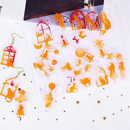 Cat Shape Theme DIY Pendant Silicone Molds DIY-F161-01C-1
