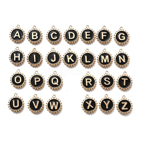 Alloy Black Enamel Pendants ENAM-K075-03A-G-1
