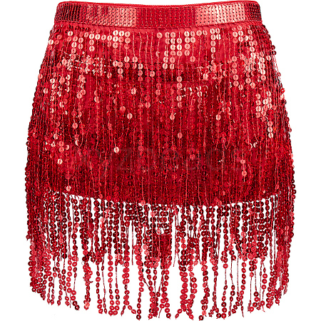 Polyester with Glitter Waist Belt with Curb Chains AJEW-WH0166-70B-1