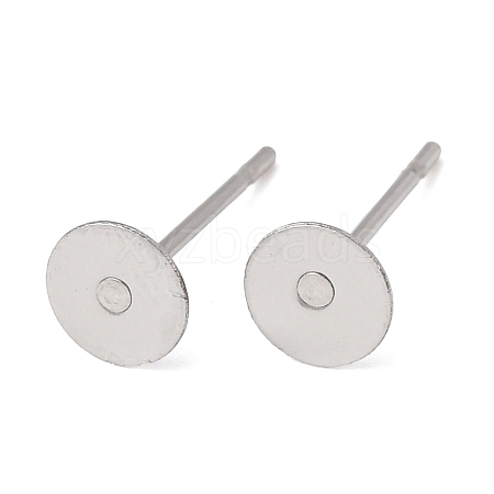 Tarnish Resistant 304 Stainless Steel Flat Round Blank Peg Stud Earring Findings STAS-S028-24-1
