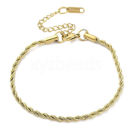 304 Stainless Steel Rope Chain Bracelets for Women BJEW-G712-14B-G-1