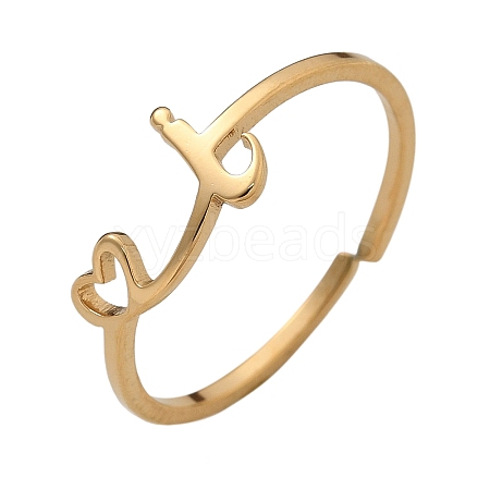 304 Stainless Steel Cuff Rings for Women RJEW-D285-01G-I-1