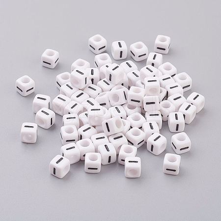  50g Opaque Acrylic Horizontal Hole Letter Beads SACR-TA0001-19J-1
