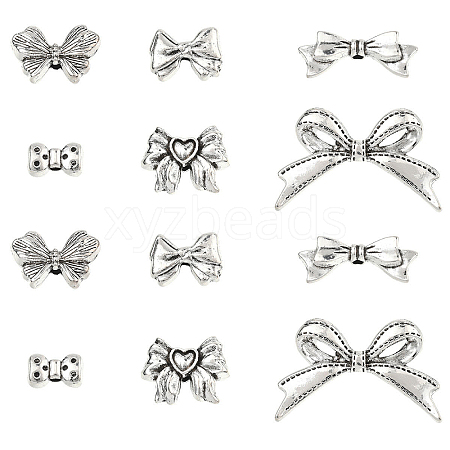 60Pcs 6 Styles Tibetan Style Alloy Beads TIBEB-YW0001-38-1