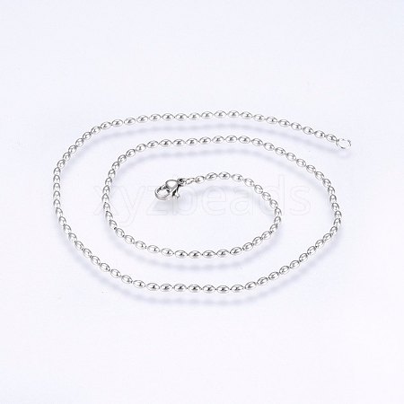 304 Stainless Steel Ball Chain Necklaces NJEW-F221-06P-1