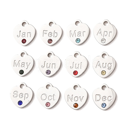 Birthday 304 Stainless Steel Micro Pave Cubic Zirconia Charms CU-CBA9CF9-01P-1