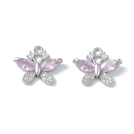 Brass Micro Pave Clear Cubic Zirconia Charms KK-H482-09P-03-1