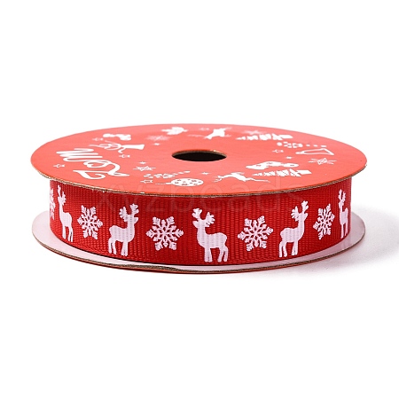 5 Yards Christmas Polyester Printed Grosgrain Ribbon OCOR-A008-01F-1