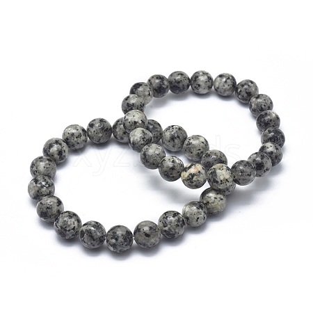 Natural Sesame Jasper/Kiwi Jasper Bead Stretch Bracelets X-BJEW-K212-B-033-1