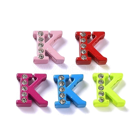 Rhinestone Slide Letter Charms RB-TAC0002-01K-1