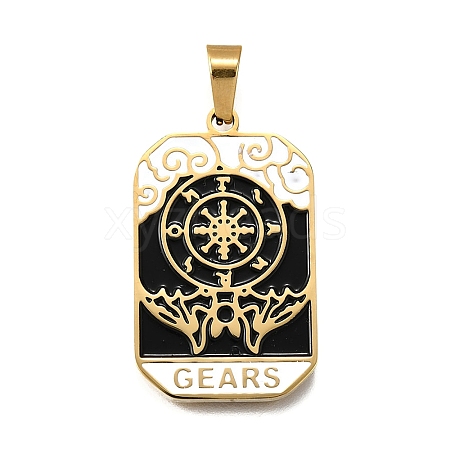 Tarot 304 Stainless Steel Enamel Pendants STAS-M119-09N-G-1