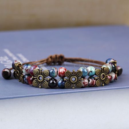Alloy & Handmade Porcelain Bead Braided Bead Bracelets for Women FS-WGAE4F4-06-1