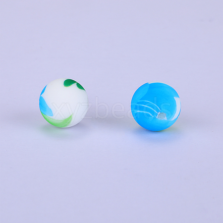 Printed Round Silicone Focal Beads SI-JX0056A-38-1