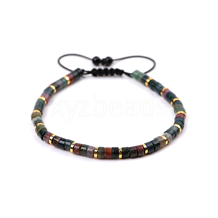 Natural Indian Agate Braided Bead Bracelets for Women PW-WG20352-05-1