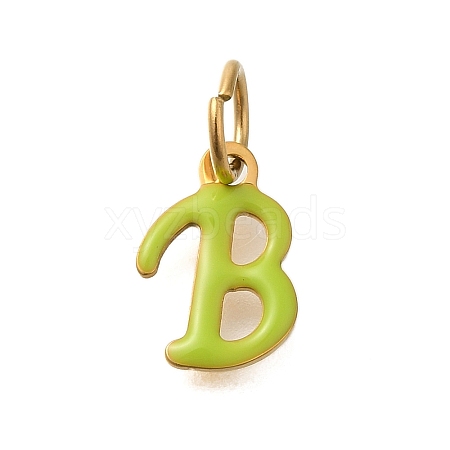 Ion Plating(IP) 304 Stainless Steel Enamel Alphabet Charms STAS-F308-02G-B-1