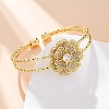 Brass Micro Pave Clear Cubic Zirconia Cuff Bangles for Women BJEW-U025-08G-1