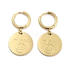 Flat Round with Smiling Face 304 Stainless Steel Dangle Earrings EJEW-L283-085G-1