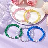 Cat Eye Beaded Stretch Bracelets for Women Men BJEW-JB11231-1