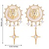 Clear Cubic Zirconia Lion with Cross Dangle Earrings with Enamel JE967B-3