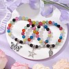 3Pcs 3 Styles 8mm Round Mixed Gemstone Beaded Stretch Bracelet Sets BJEW-JB10830-2