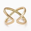Brass Micro Pave Cubic Zirconia Cuff Rings LS-RJEW-C101-13G-E-4